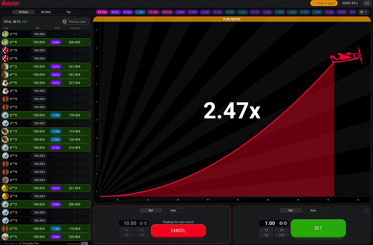 Aviator interface