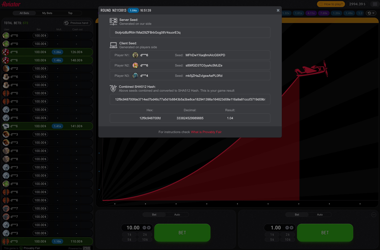Aviator interface