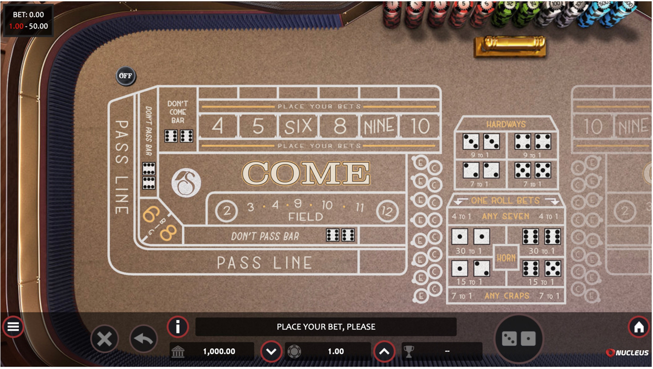 Online craps interface