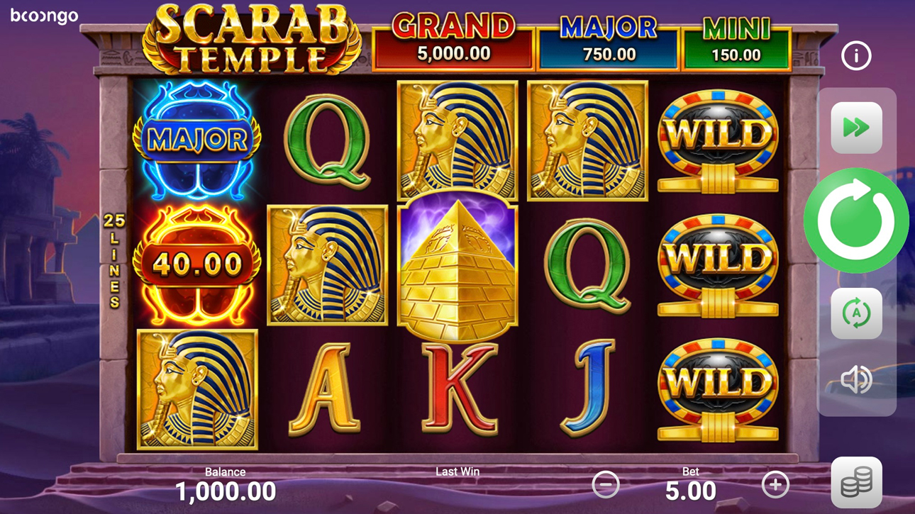 Booongo pokies interface